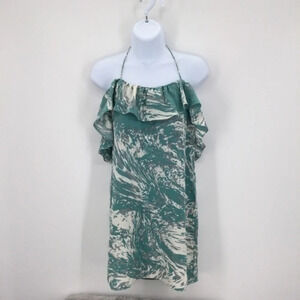 Tibi Women’s Ruffle Halter Top Turquoise Summer Beach Size 2